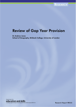 Review of Gap Year Provision