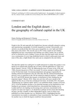 London and the English desert &ndash; the geography of cultural capital in
