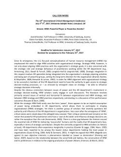 CALL FOR PAPERS The 10th International Critical Management