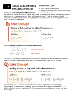 7.4 Adding and Subtracting Rational Expressions