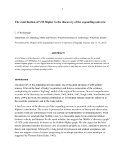 The contribution of VM Slipher to the discovery of the expanding
