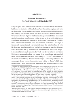 Between Revolutions: An Australian view of Russia in 1917