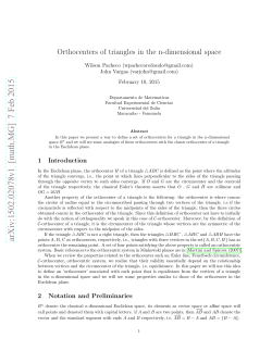Orthocenters of triangles in the n