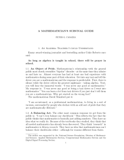 A Mathematician`s Survival Guide - College of Literature, Science