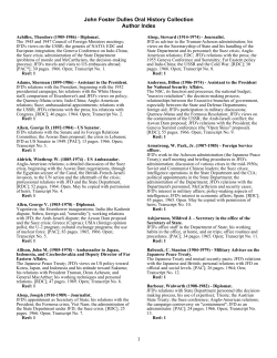 John Foster Dulles Oral History Collection Author Index 1