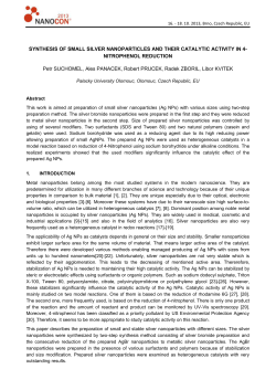 Synthesis of Small Silver Nanoparticles and Their Catalytic Activity