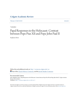 Papal Responses to the Holocaust: Contrast between Pope Pius XII