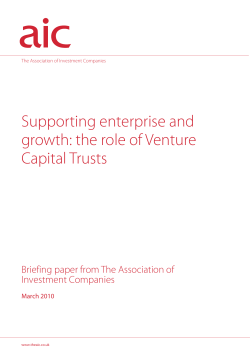 Supporting enterprise and growth: the role of Venture Capital Trusts