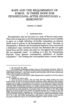 Rape and the Requirement of Force: Is there Hope for Pennsylvania