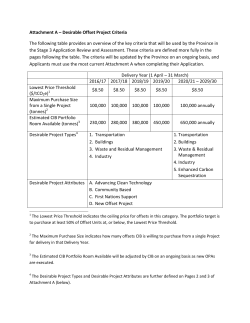 Attachment A – Desirable Offset Project Criteria The following table