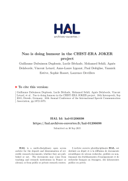 Nao is doing humour in the CHIST-ERA JOKER project