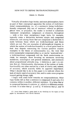 HOW NOT TO DEFINE TRUTH-FUNCTIONALITY James A