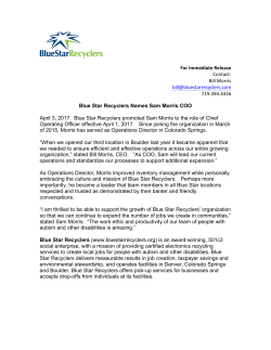 Sam COO News Release - Blue Star Recyclers