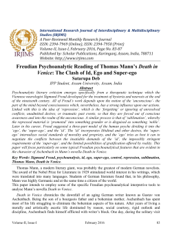 Freudian Psychoanalytic Reading of Thomas Mann`s Death