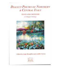 Dialect Poetry of Northern and Central Italy: Texts and Criticism