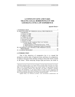 Tracing Legal Borrowings in the Louisiana Civil Law Experience