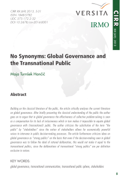 No Synonyms: Global Governance and the Transnational Public