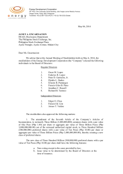 October 15, 2008 - The Energy Development Corporation