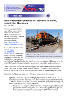 New federal transportation bill provides $4 billion, stability for