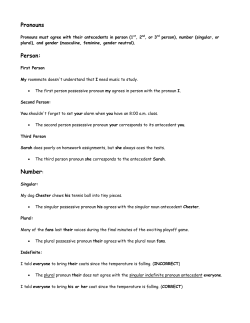 Pronouns Person: Number:
