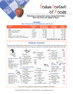 Sodium Content of Foods