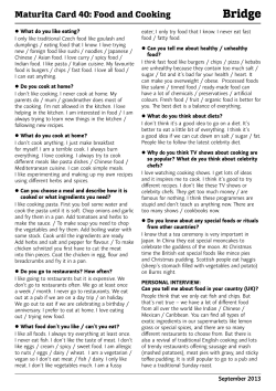 Maturita Card 40: Food and Cooking - Bridge