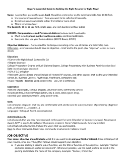 job objective - Canes to Careers