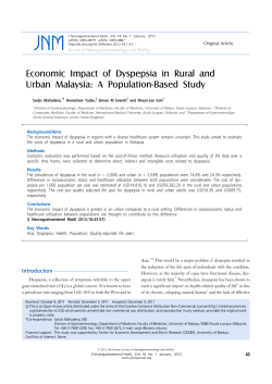 Economic Impact of Dyspepsia in Rural and Urban Malaysia: A