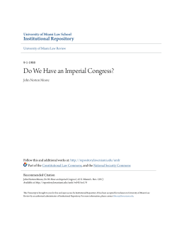 Do We Have an Imperial Congress? - University of Miami School of