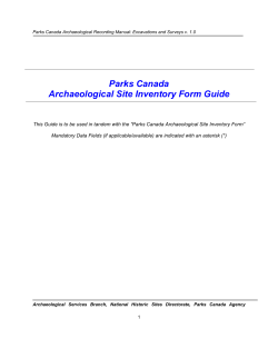 Archaeological Site Inventory Form Guide