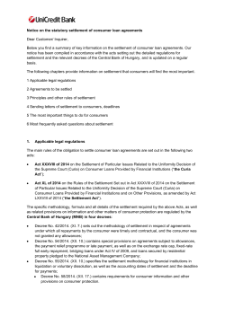 Notice on the statutory settlement of consumer loan