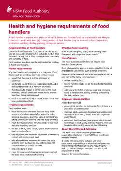 Health and hygiene requirements of food handlers