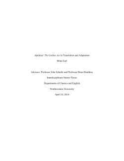 Apuleius` The Golden Ass in Translation and Adaptation Brian Earl