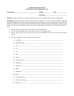 160322 Job Application Vocab - Tanque Verde School District