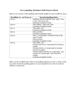 Spelling Lists, Year 4 - Bradshaw Hall Primary School