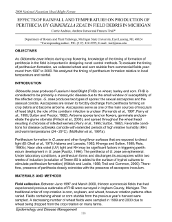 effects of rainfall and temperature on production of perithecia by