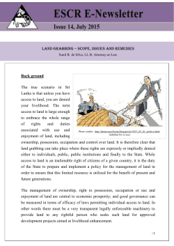 LAND GRABBING &ndash; SCOPE, ISSUES AND REMEDIES Back ground