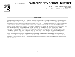 Unit 02 Reading Template - The Syracuse City School District