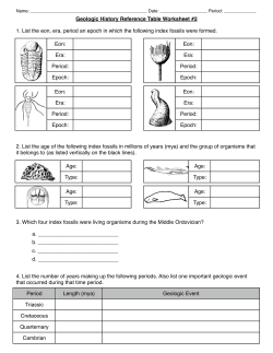 Geologic History Reference Table Worksheet #2