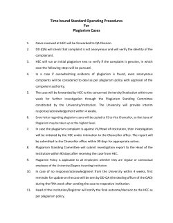 Time bound Standard Operating Procedures For Plagiarism