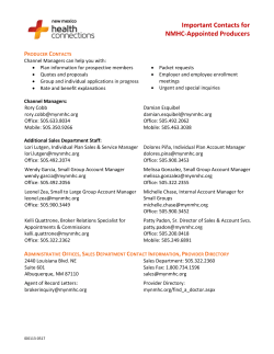 Important Contacts for NMHC