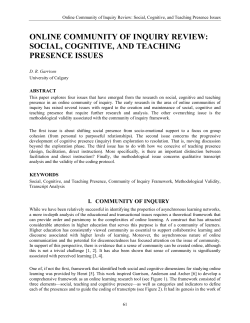 Online Community of Inquiry Review: Social, Cognitive, and