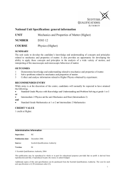 general information UNIT Mechanics and Properties of Matter