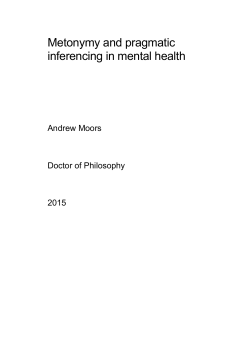 Metonymy and pragmatic inferencing in mental health