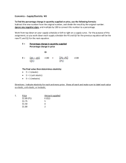 Economics &ndash; Supply/Elasticity WS To find the percentage change in