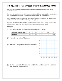 3.5 Quadratic Models Using Standard or Factored Form