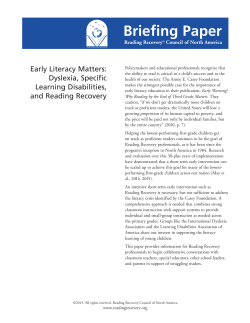 Briefing Paper - Reading Recovery Council of North America