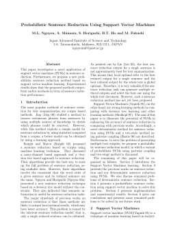 Probabilistic Sentence Reduction Using Support Vector Machines