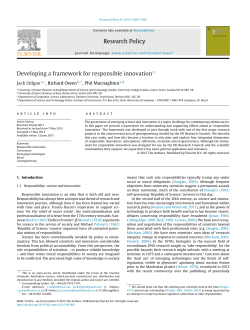 Developing a framework for responsible innovation