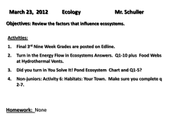 March 23, 2012 Ecology Mr. Schuller